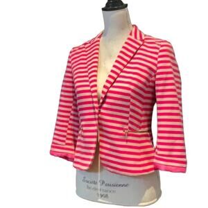 Zara Basic Single Button Striped Blazer Pink & Tan Size: Small